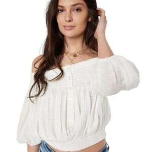 We the Free Women's Off-Shoulder White Top oversized Small